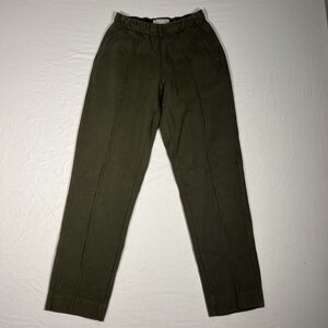 Everlane Dream Pant Dark Forest Green Olive Pull On Pintuck Tapered Womens XS